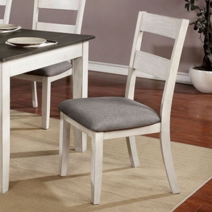 Furniture of America Anadia Rustic Linen-Like Solid with Wood Veneer Antique White-Gray Side Chair (2-Ctn) Model CM3715SC-2PK