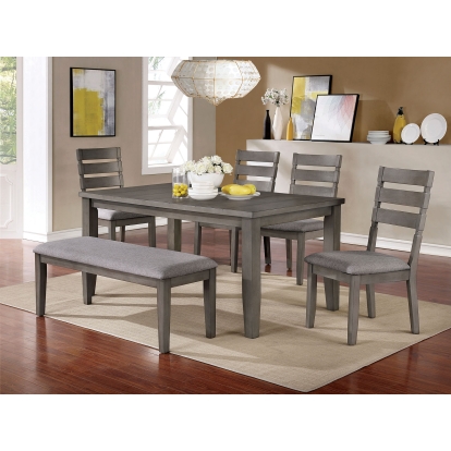Viana Transitional Gray/Light Gray 6 Piece Dining Table Set with Bench Model CM3716T-64-6PC by Furniture of America