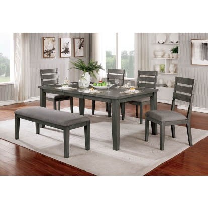 Viana Transitional Gray/Light Gray 6 Piece Dining Table Set with Bench Model CM3716T-72-6PC by Furniture of America