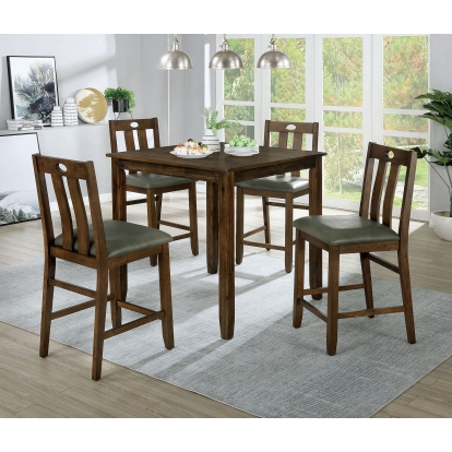 Brinley Transitional Walnut/Gray 5 Piece Counter Height Table Set Model CM3717PT-5PK by Furniture of America