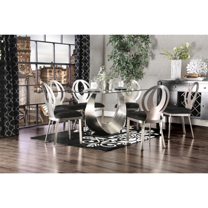 Orla Contemporary Silver/Black 7 Piece Dining Table Set Model CM3726T-7PC by Furniture of America