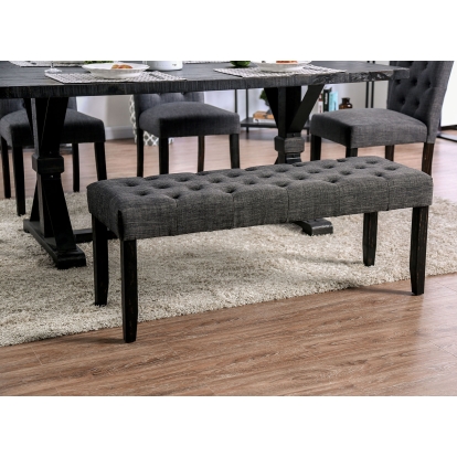 Alfred Rustic Antique Black/Gray Bench Model CM3735GY-BN by Furniture of America
