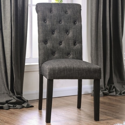 Furniture Of America Alfred Rustic Linen-Like, Solid Wood, Others Antique Black/Gray Side Chair (2/Ctn) | CM3735GY-SC-2PK
