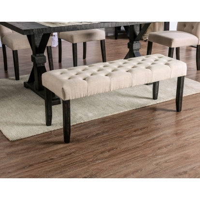 Alfred Rustic Antique Black/Ivory Bench Model CM3735IV-BN by Furniture of America