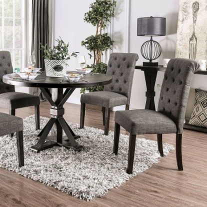 Furniture Of America Alfred Rustic Metal, Solid Wood, Others Antique Black/Ivory Round Table | CM3735RT