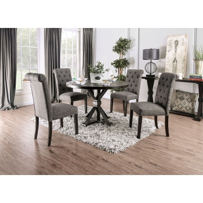 Alfred Rustic Antique Black/Ivory 5 Piece Round Dining Table Set Model CM3735RT-5PC-GY by Furniture of America
