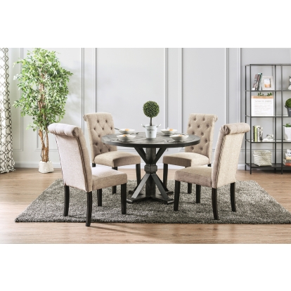 Alfred Rustic Antique Black/Ivory 5 Piece Round Dining Table Set Model CM3735RT-5PC-IV by Furniture of America