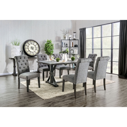 Alfred Rustic Antique Black 7 Piece Dining Table Set Model CM3735T-GY-7PC by Furniture of America