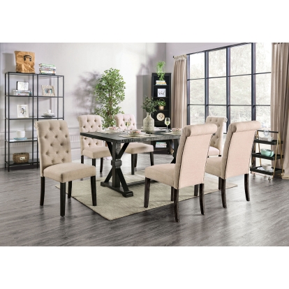 Alfred Rustic Antique Black 7 Piece Dining Table Set Model CM3735T-IV-7PC by Furniture of America