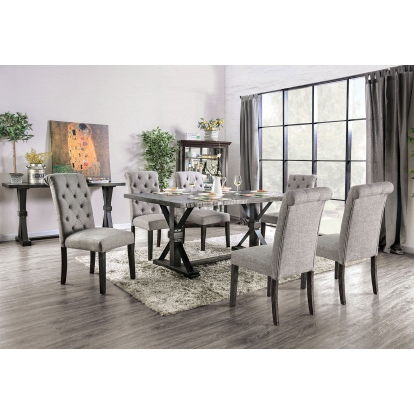 Alfred Rustic Antique Black 7 Piece Dining Table Set Model CM3735T-LG-7PC by Furniture of America