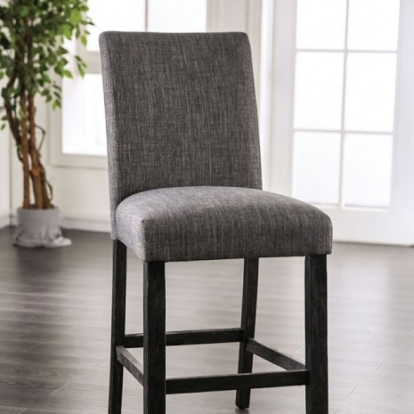 Furniture of America Brule Transitional Linen-Like Solid with Wood Veneer Gray Counter Ht. Side Chair (2-Ctn) Model CM3736GY-PC-2PK