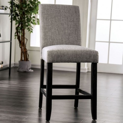 Furniture of America Brule Transitional Linen-Like Solid with Wood Veneer Light Gray Counter Ht. Side Chair (2-Ctn) Model CM3736LG-PC-2PK