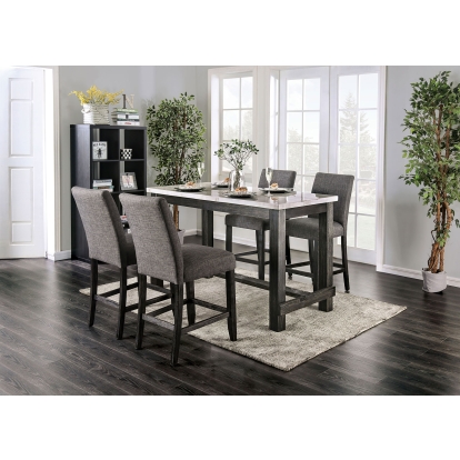Brule Transitional White/Antique Black 5 Piece Counter Height Dining Table Set Model CM3736PT-GY-5PC by Furniture of America