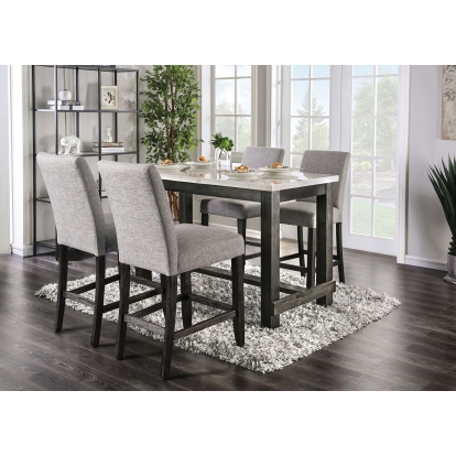 Brule Transitional White/Antique Black 5 Piece Counter Height Dining Table Set Model CM3736PT-LG-5PC by Furniture of America