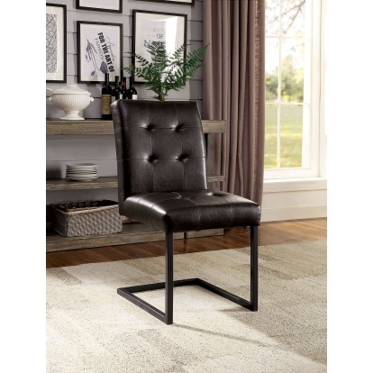 Pisek Industrial Brown/Gun Metal Side Chair (Set of 2) Model CM3737SC-2PK by Furniture of America