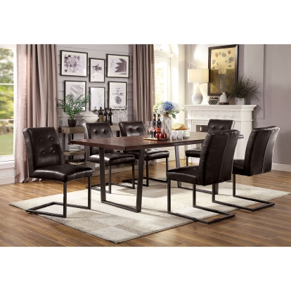 Pisek Industrial Dark Oak/Gun Metal 7 Piece Dining Table Set Model CM3737T-7PC by Furniture of America