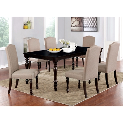 Hilma Transitional Espresso/Beige 7 Piece Dining Table Set Model CM3738T-7PC by Furniture of America