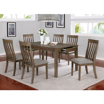 Astilbe Transitional Warm Gray/Taupe 7 Piece Dining Table Set Model CM3739T-7PC by Furniture of America