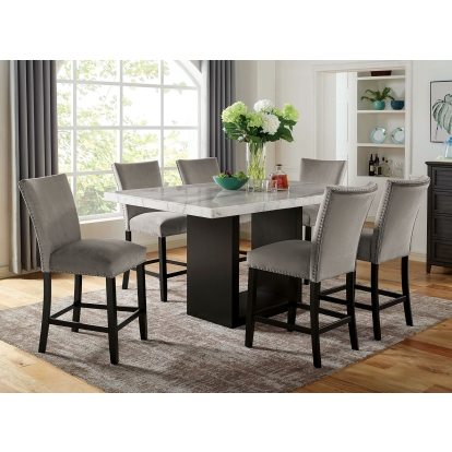 Kian Contemporary White/Black 7 Piece Dining Table Set Model CM3744PT-7PC by Furniture of America