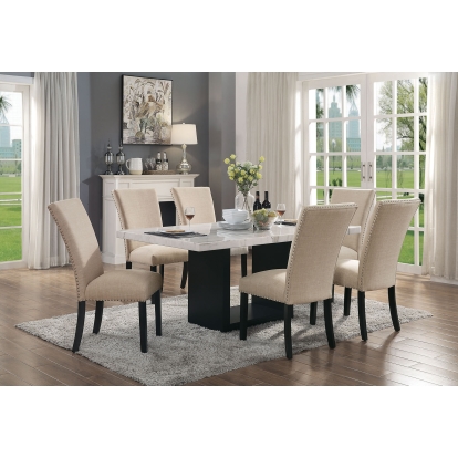 Kian Contemporary White/Black 7 Piece Dining Table Set Model CM3744T-7PC-BG by Furniture of America