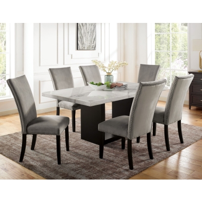 Kian Contemporary White/Black 7 Piece Dining Table Set Model CM3744T-7PC-GY by Furniture of America