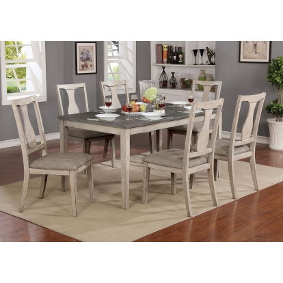 Ann Rustic Antique White/Gray 7 Piece Dining Table Set Model CM3752T-7PK by Furniture of America