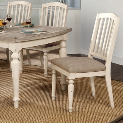 Furniture of America Summer Rustic Fabric Solid with Wood Veneer Antique White-Gray Side Chair (2-Ctn) Model CM3753SC-2PK