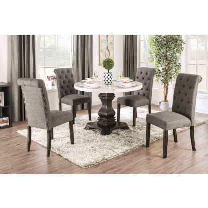 Elfredo Rustic White/Antique Black 5 Piece Round Dining Table Set Model CM3755RT-5PC-GY by Furniture of America