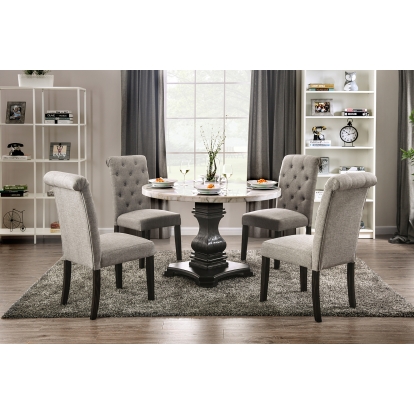 Elfredo Rustic White/Antique Black 5 Piece Round Dining Table Set Model CM3755RT-5PC-LG by Furniture of America