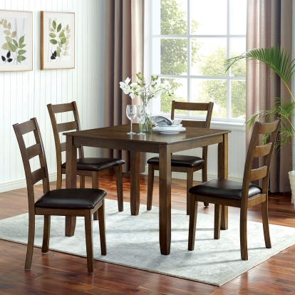 Gracefield Transitional Walnut/Dark Brown 5 Piece Dining Table Set Model CM3770T-5PK by Furniture of America