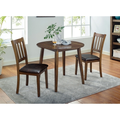 Blackwood Transitional Walnut/Dark Brown 3 Piece Round Dining Table Set Model CM3771RT-3PK by Furniture of America
