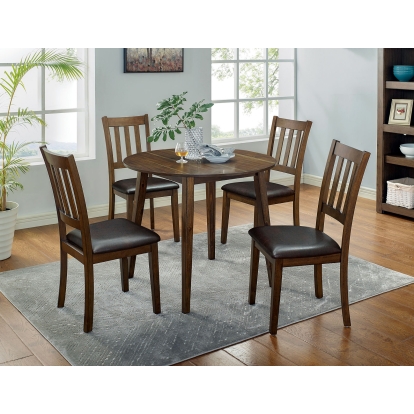 Blackwood Transitional Walnut/Dark Brown 5 Piece Round Dining Table Set Model CM3771RT-5PK by Furniture of America