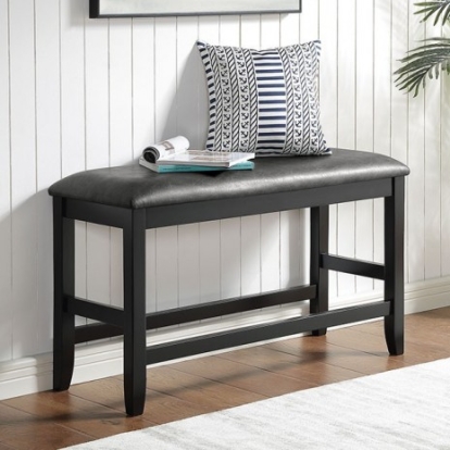 Furniture Of America Kearney Transitional Leatherette, Solid Wood, Wood Veneer, Others Black/Gray Bench | CM3775PBN
