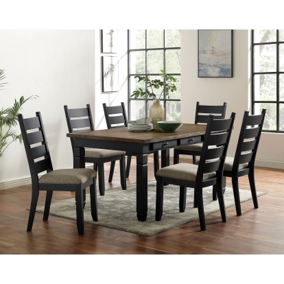 Lynn Lake Transitional Black/Distressed Dark Oak 7 Piece Dining Table Set Model CM3783T-7PC by Furniture of America