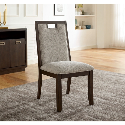 Caterina Contemporary Dark Walnut/Beige Side Chair (Set of 2) Model CM3784SC-2PK by Furniture of America