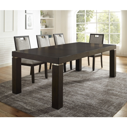 Caterina Contemporary Dark Walnut/Beige Dining Table with 1 x 18" Leaf Model CM3784T by Furniture of America