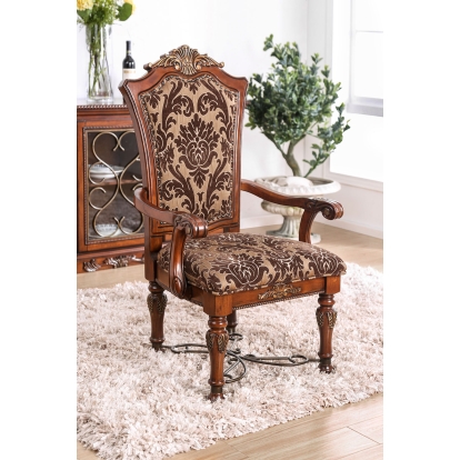 Lucie Traditional Brown Cherry Arm Chair (Set of 2) Model CM3788AC-2PK by Furniture of America