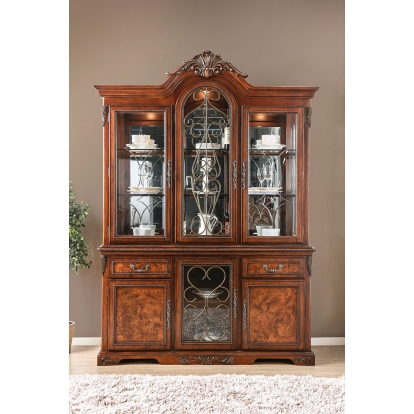 Lucie Traditional Brown Cherry Hutch & Buffet Model CM3788HB-SET by Furniture of America