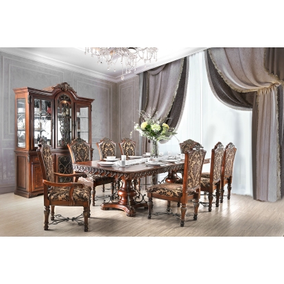 Lucie Traditional Brown Cherry 9 Piece Dining Table Set (Includes 2 Arm Chairs & 6 Side Chairs) Model CM3788T-9PC by Furniture of America
