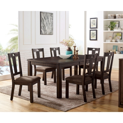 Burton Rustic Walnut/Ash Brown 7 Piece Dining Table Set Model CM3790T-7PC by Furniture of America