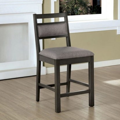 Furniture of America Vicky Transitional Fabric Solid with Wood Veneer Gray Counter Ht. Chair (2-Ctn) Model CM3794PC-2PK