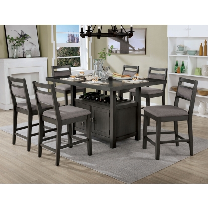 Vicky Transitional Gray 7 Piece Dining Table Set Model CM3794PT-7PC by Furniture of America