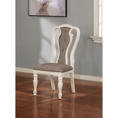 Leslie Transitional White Wash/Ash Brown Side Chair (Set of 2) Model CM3795SC-2PK by Furniture of America
