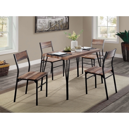 Farnham Industrial Natural Tone/Espresso 5 Piece Dining Table Set Model CM3796T-44-5PK by Furniture of America