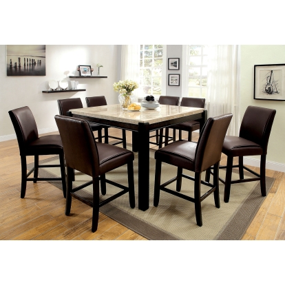 Gladstone Transitional Dark Walnut/Ivory 7 Piece Counter Height Dining Table Set Model CM3823PT-7PC by Furniture of America