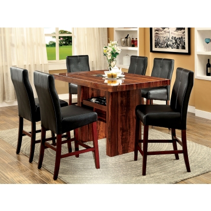 Bonneville Transitional Brown Cherry 7 Piece Counter Height Dining Table Set Model CM3824PT-7PC by Furniture of America