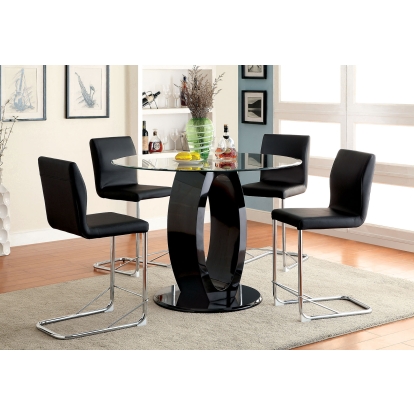 Lodia Contemporary Black/Chrome Counter Height Chair (Set of 2) Model CM3825BK-PC-2PK by Furniture of America