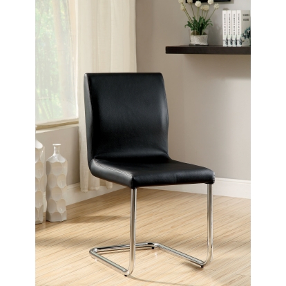 Lodia Contemporary Black/Chrome Side Chair (Set of 2) Model CM3825BK-SC-2PK by Furniture of America