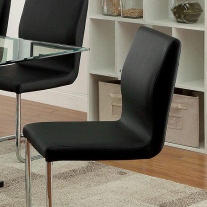 Furniture Of America Lodia Contemporary Leatherette, Metal Black/Chrome Side Chair (2/Box) | CM3825BK-SC-2PK