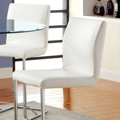 Furniture Of America Lodia Contemporary Leatherette, Metal White/Chrome Counter Ht. Chair (2/Box) | CM3825WH-PC-2PK